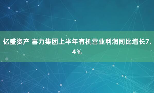 亿盛资产 喜力集团上半年有机营业利润同比增长7.4%